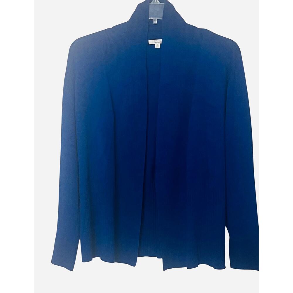 89TH & MADISON LONG SLV OPEN-FRONT CARDIGAN, WOMEN-L-PERWINKLE BLUE, PART RIBBED